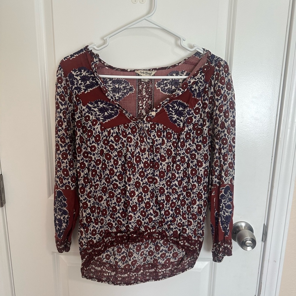 Lucky Brand Boho Floral Blouse